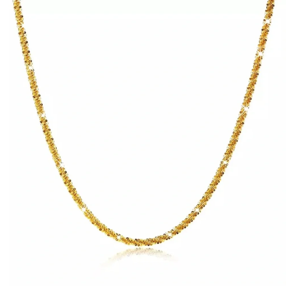 SHINY GOLD NECKLACE 925 STERLING SILVER - Picture 9 of 11